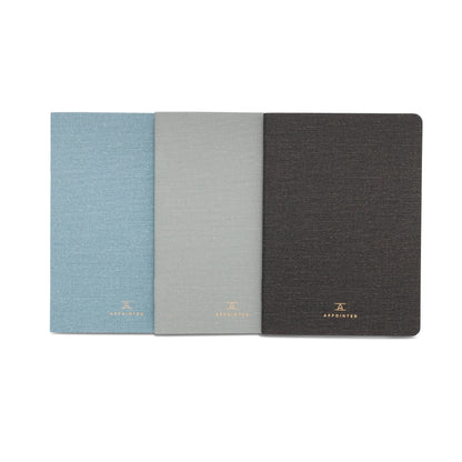 Carnets de notes en lin Appointed Mini - Lot de 3, quadrillés/vierges