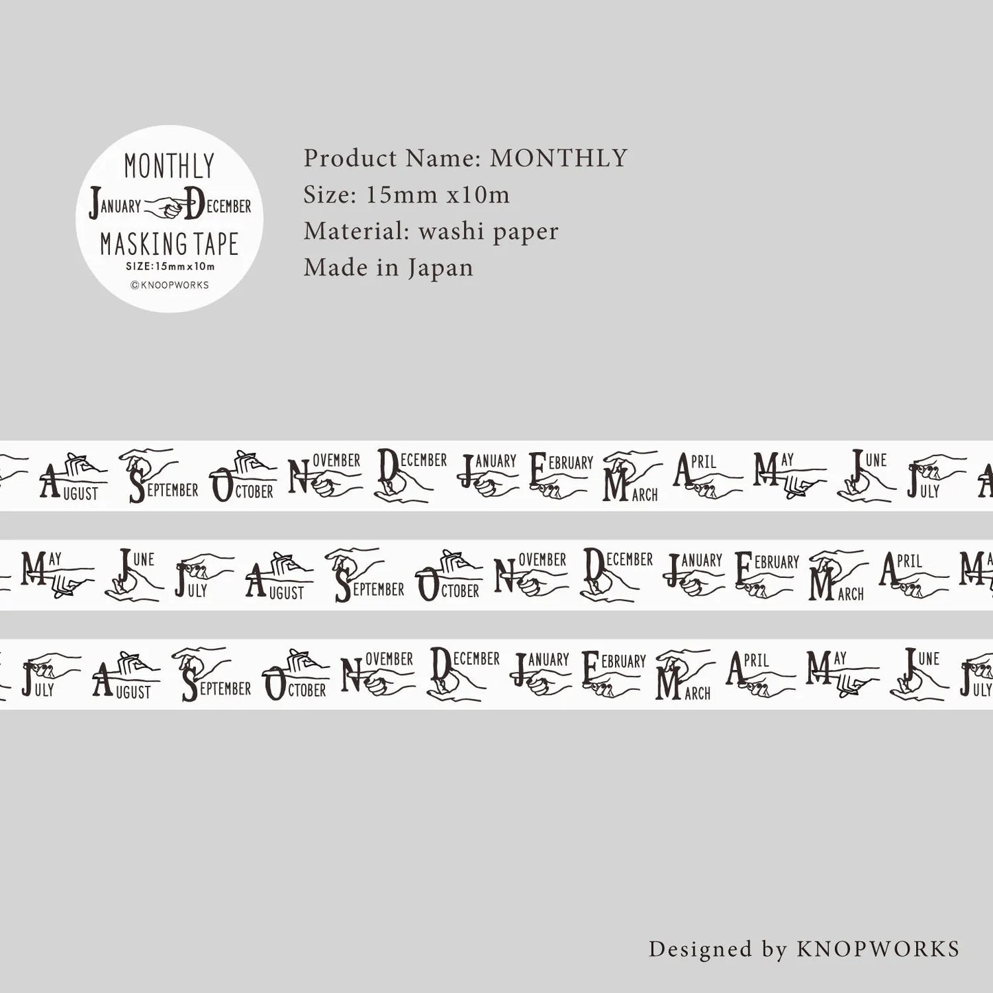 Ruban adhésif décoratif mensuel Knoop Works 