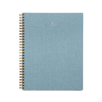 Carnet de notes en chambray bleu (L), ligné/quadrillé/vierge
