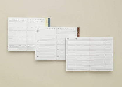 Agenda 3 en 1 Petit Format A6 - Bleu - Mensuel/Hebdomadaire/À faire