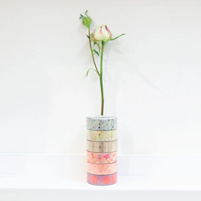 Poésie en papier, pois roses, ruban adhésif décoratif (washi tape)