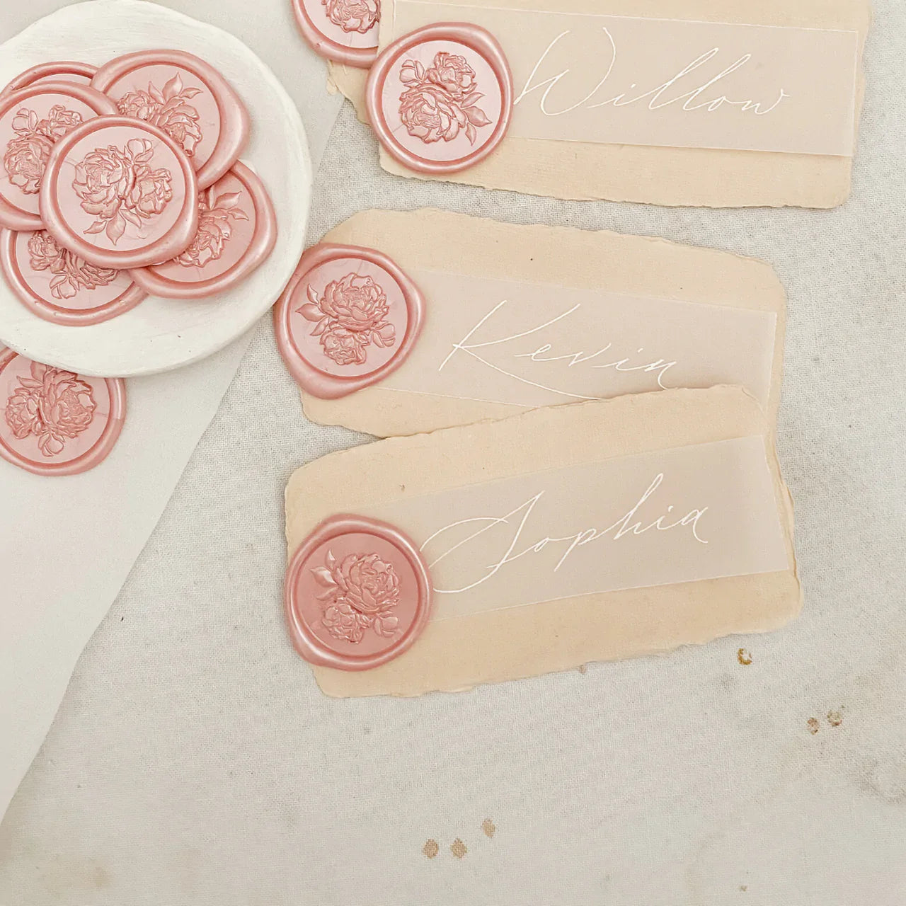 Sceaux de cire à pivoines vintage