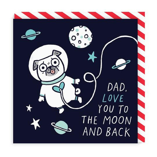 Carte carrée « Papa, je t'aime jusqu'à la lune et retour »